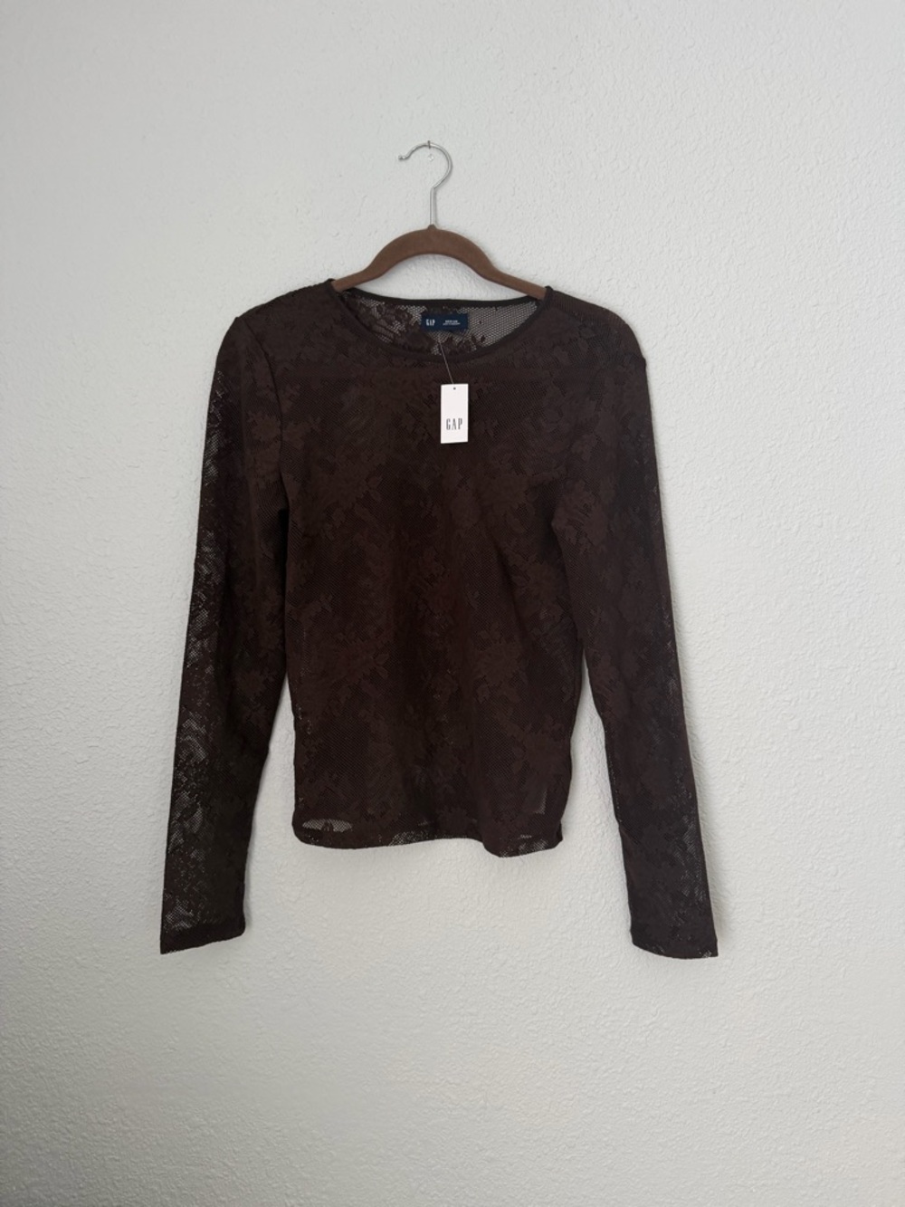 GAP Chocolate Brown Lace Sheer Top | Medium | New with Tag